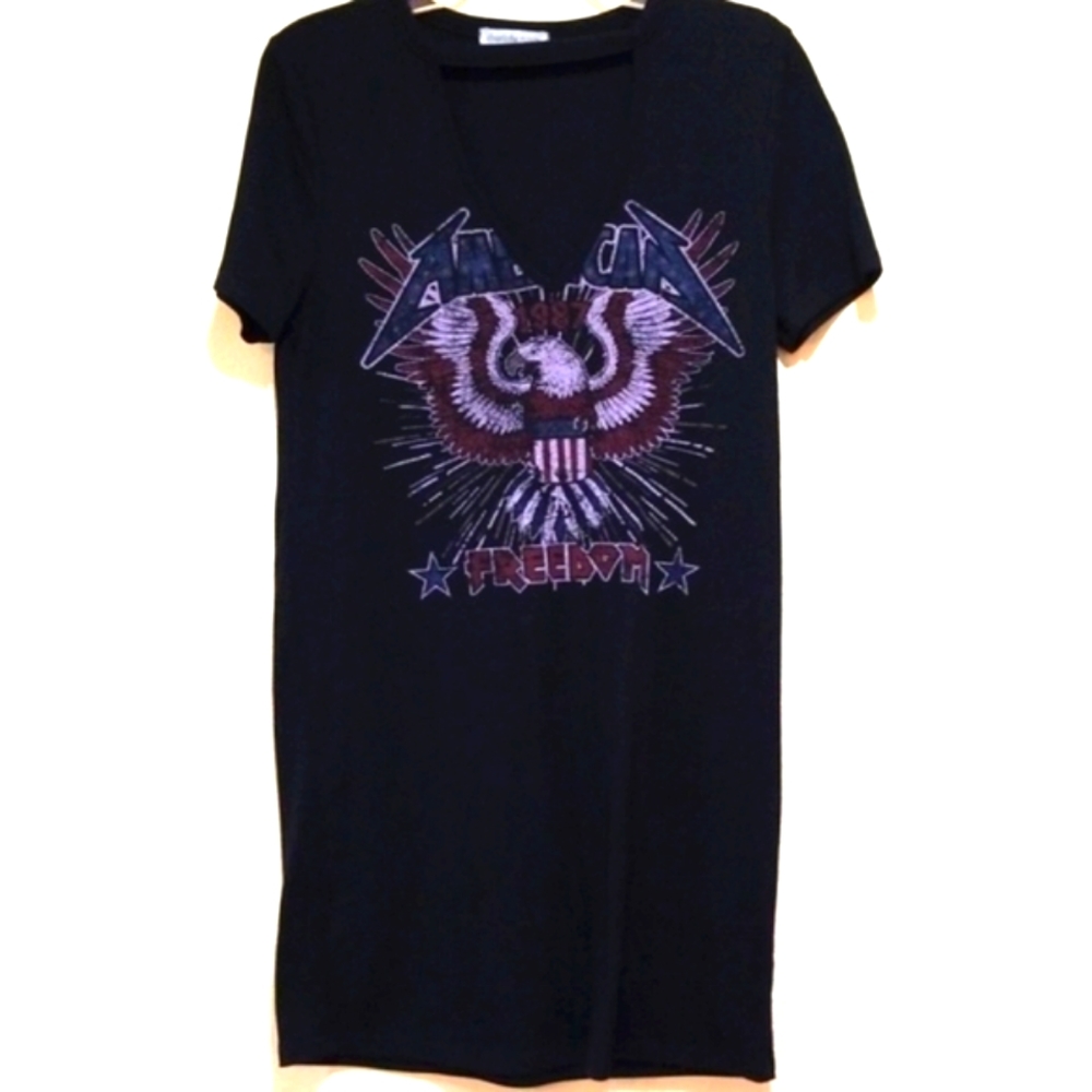 Charlotte Russe Graphic 4th Of July American Eagle Freedom Shirt Dress